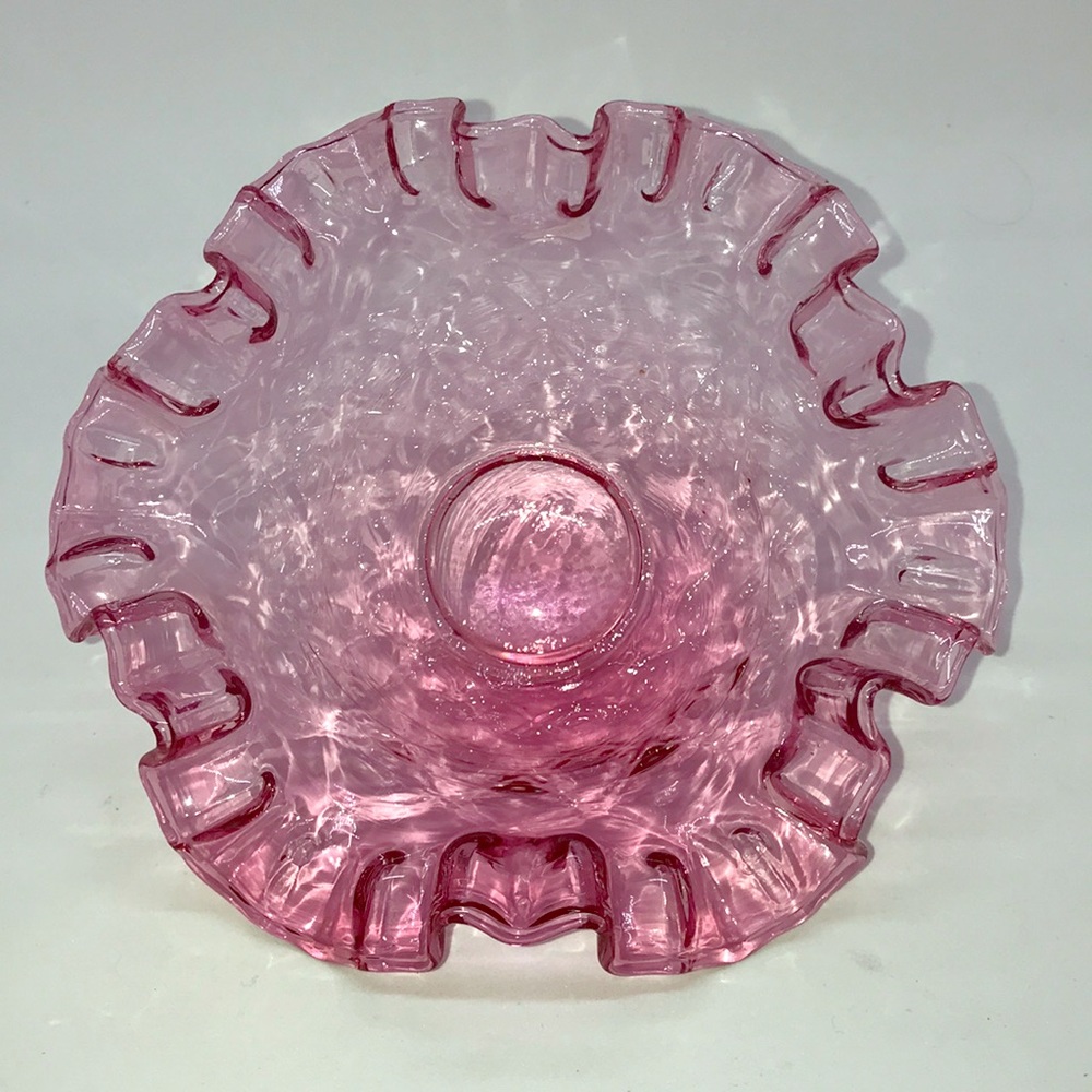 Vintage Hand Blown Pink Cranberry Glass Bowl - Picture 2 of 4